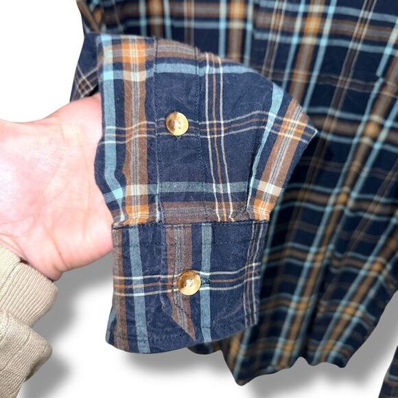 Woolrich 90s Blue Plaid Button Down Shirt Sz M - Picture 4 of 7
